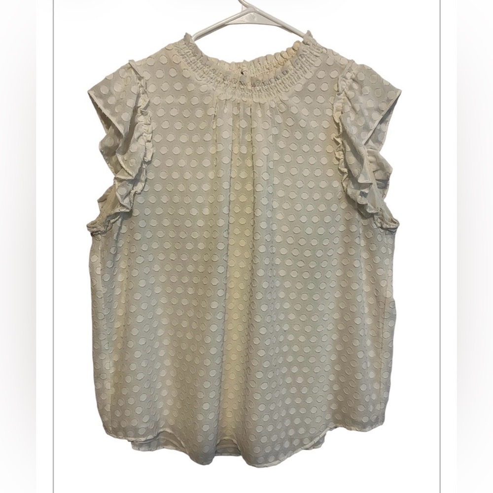 LOFT SWISS DOT RUFFLE SLEEVE TOP - Picture 4 of 13